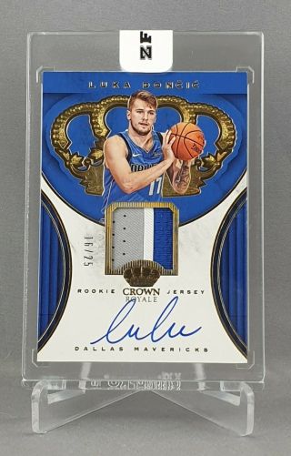 2018 - 19 Crown Royale Luka Doncic Rookie Jersey Autographs Prime Patch Rpa 16/25