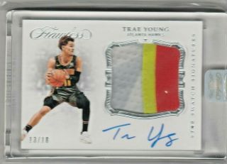 Trae Young 2018 19 Flawless Basketball Auto Game 3 Color Patch Card /18