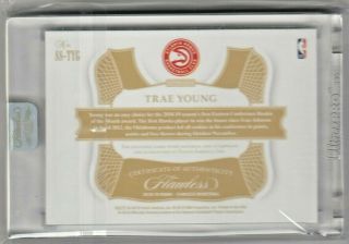 TRAE YOUNG 2018 19 FLAWLESS BASKETBALL AUTO GAME 3 COLOR PATCH CARD /18 2