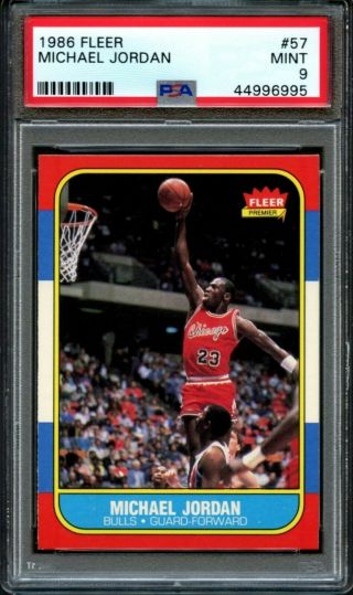 1986 - 87 Fleer 57 Michael Jordan Bulls Hof Rookie Rc Psa 9 - Dead Centered