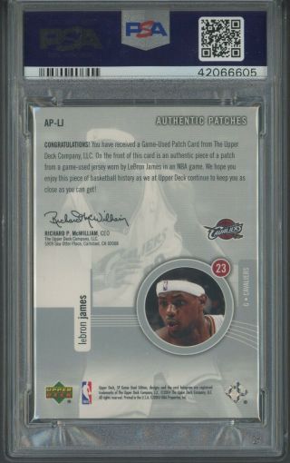 2004 - 05 SP Game Authentics LeBron James NBA LOGOMAN PATCH /100 PSA 7 POP 1 2