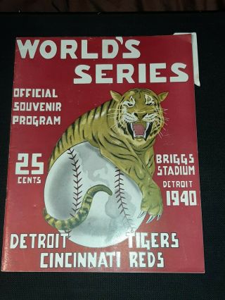 1940 World Series Program Detroit Tigers Cincinnati Reds Briggs Stadium
