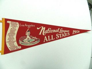 1959 National League All - Star Felt Pennant Los Angeles Ex / Ex,