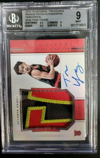 2018 - 19 National Treasures Trae Young Rookie Patch Autograph (rpa) 2/49 Bgs 9/10