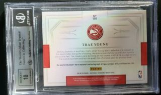 2018 - 19 National Treasures Trae Young Rookie Patch Autograph (RPA) 2/49 BGS 9/10 2