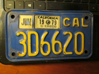 Famous Yellow On Blue California Motorcycle License Plate With A 1979 Sticker 3d