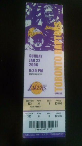 Kobe Bryant (l.  A.  Lakers),  Ticket Stub From His 81 Points Game.