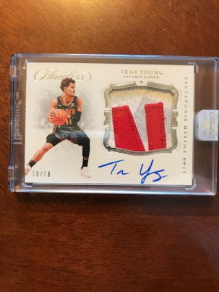 Trae Young 2018 - 19 Flawless Star Swatch Signatures Rpa 18/18 Hawks