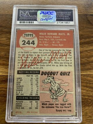 1953 Topps Willie Mays SHORT PRINT 244 PSA 5 / (PWCC) Upgrade Recommendation 2