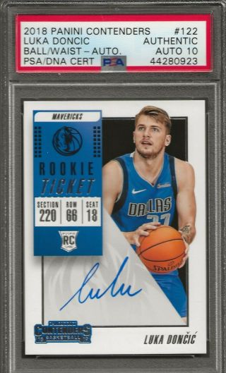 2018 Panini Contenders Rookie Ticket Luka Doncic Rc Auto Psa/dna Auto 10