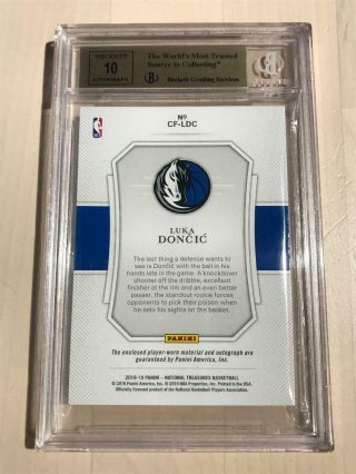 2018 - 19 National Treasures Luka Doncic RPA RC Auto Patch 22/25 BGS 9.  5 TRUE GEM 2