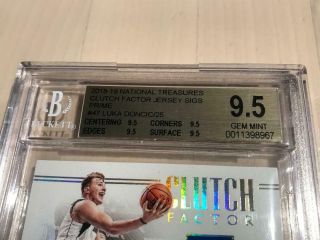 2018 - 19 National Treasures Luka Doncic RPA RC Auto Patch 22/25 BGS 9.  5 TRUE GEM 3
