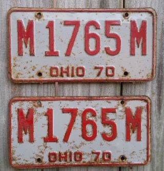 1970 Ohio " Passenger " License Plate Pair 1765 (unrestored)