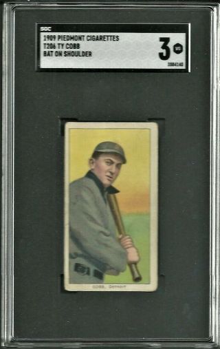 1909 T206 Piedmont Cigarettes Ty Cobb (bat - On) Baseball Card - Sgc 3