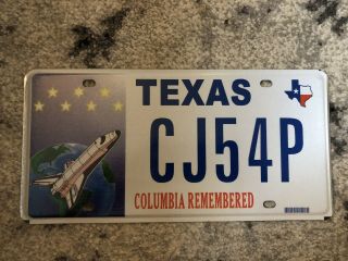 Texas License Plate Columbia Remembered