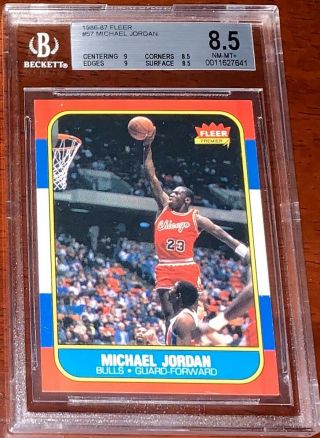1986 - 87 Fleer Michael Jordan Rookie Bgs 8.  5 Two 9 Subs Card 57 Grade Bump ?