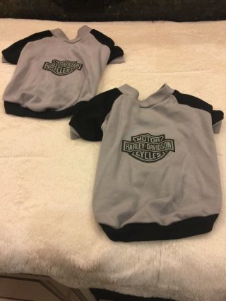 Two Harley Davidson Motor Cycles Small Dog Pet T - Shirts,  Gray And Black,  Sz M
