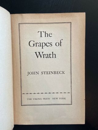 THE GRAPES OF WRATH John Steinbeck 1939 First Edition - Fine 2