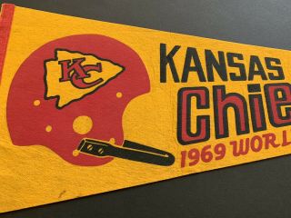 1969 Kansas City Chiefs Bowl III Champions Full Size Pennant 3