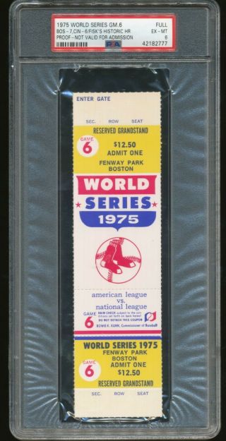 1975 World Series Gm 6 Full Ticket Proof Red Sox Reds Fisk Homer Psa 6 Ex - Mt (pl