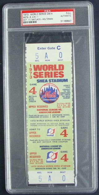 1973 World Series Game 4 Full Ticket Stub A 