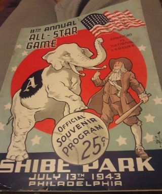 1943 11th Mlb Baseball All Star Game Program Shibe Park Philadelphia A 