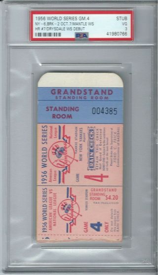 1956 World Series Game 4 Ticket Stub Psa 3 Mickey Mantle Ws Home Run 7 Yankees