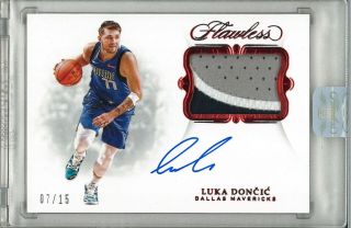 2018 - 19 Panini Flawless Luka Doncic Auto Patch Rc Rpa Game Encased 7/15 1/1