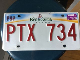 Brunswick License Plate Prp “ptx 734” Canada