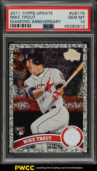 2011 Topps Update Diamond Anniversary Mike Trout Rookie Rc Us175 Psa 10 (pwcc)