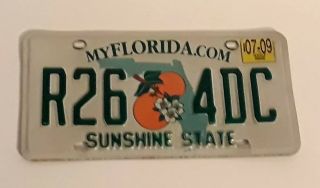 Florida 2009 License Plate Sunshine State R26 4dc Oranges Decor