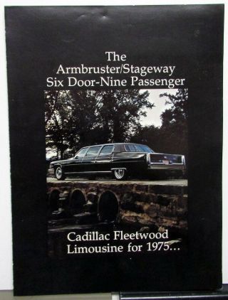 1975 Armbruster Stageway Cadillac Fleetwood Six Door 9 Passenger Limo Brochure