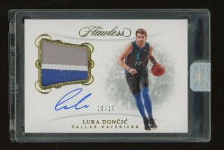 2018 - 19 Panini Flawless Gold Luka Doncic Rpa Rc 3 - Color Patch Auto 10/10