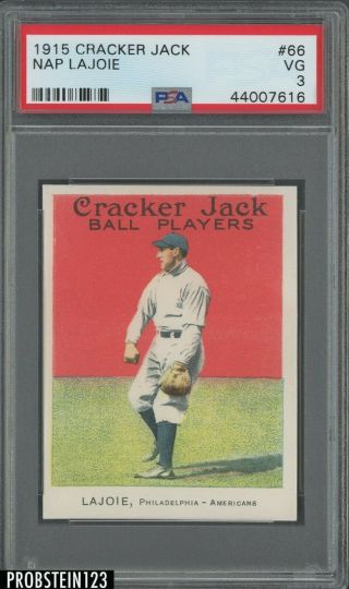 1915 Cracker Jack 66 Nap Lajoie Philadelphia Hof Psa 3 Vg " Great Eye Appeal "