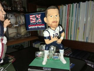 Tom Brady England Patriots Forever 5x Bowl Rings Bobblehead Doll
