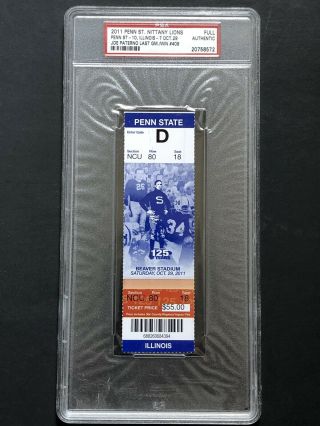 Joe Paterno Last Game Ticket October 29 2011 Penn State Nittany Lions Psa