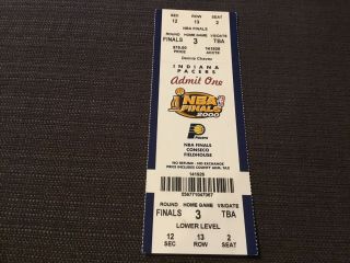 2000 Nba Finals Ticket Game 5 Pacers La Lakers Kobe Bryant Shaq O’neal Miller