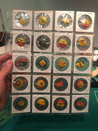 20 Different 1965 Guys Potato Chip Pins.  Great Shape