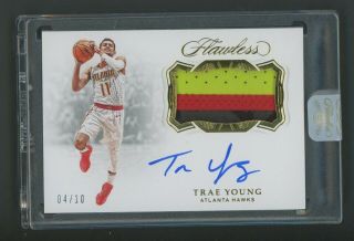 2018 - 19 Flawless Gold Trae Young Hawks Rpa Rc Rookie 4 - Color Patch Auto 4/10
