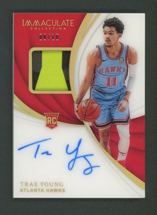 2018 - 19 Immaculate Gold Trae Young Hawks Rpa Rc 3 - Color Patch Auto 8/10