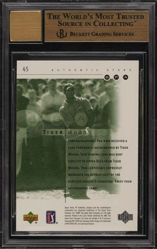 2001 SP Authentic Golf Tiger Woods ROOKIE RC AUTO /900 45 BGS 9.  5 GEM MT (PWCC) 2