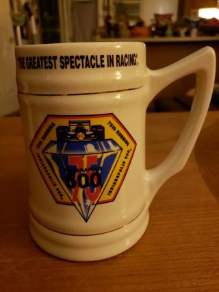 Vintage Indianapolis 500 Motor Speedway 75th Commemorative Mug Stein 1991 Vntg