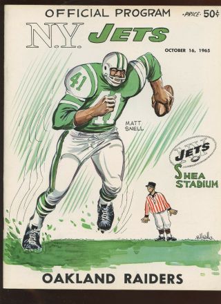 October 16 1965 Afl Program Oakland Raiders At York Jets Nrmt