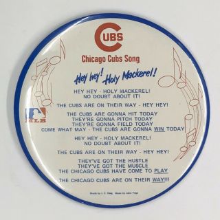 1969 Chicago Cubs Song 6 " Pinback Button Hey Hey Holy Mackerel