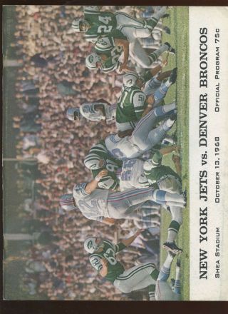 October 13 1968 Afl Program Denver Broncos At York Jets Exmt