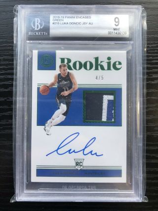 2018 - 19 Panini Encased Basketball Luka Doncic /5 Rpa Bgs 9/10 Rookie Patch Auto