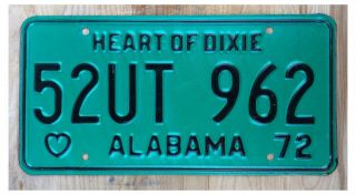 Alabama 1972 Utility Trailer License Plate 52ut 962 -