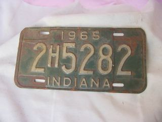 Vintage 1965 Auto Car Vehicle Metal License Plate Indiana