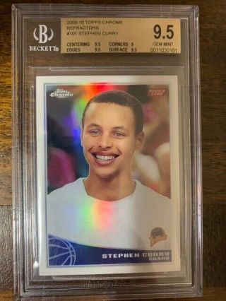2009 Topps Chrome Refractor Stephen Curry Rookie Rc 288/500 101 9.  5 Graded Wow