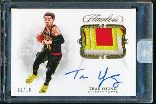 Trae Young 2019 Panini Flawless Rpa Rookie Patch Auto /10 Atlanta Hawks